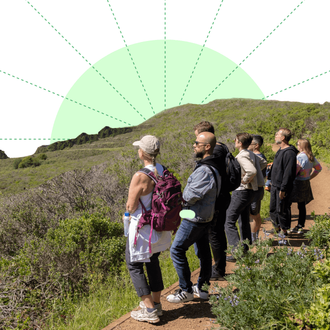 Founders on a hike looking to the horizon