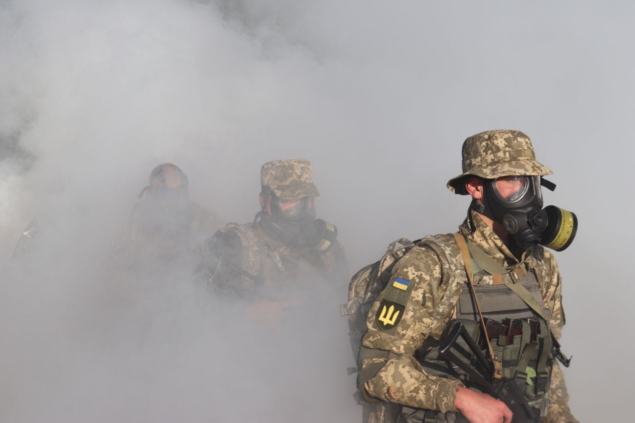 A chemical, biological, radiological, and nuclear (CBRN) exercise with the Support Forces of Ukraine.